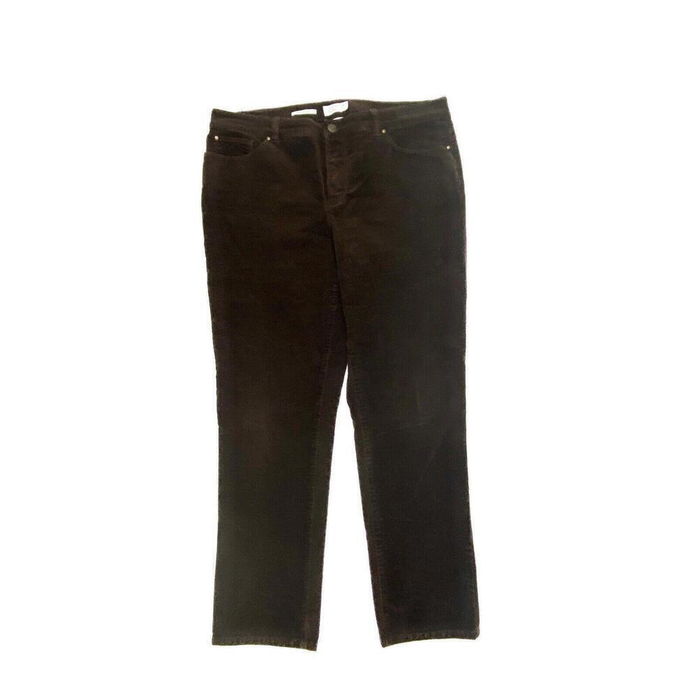 Charter Club Lexington‎ Straight Women's size 14P Dark Brown Corduroy Pants